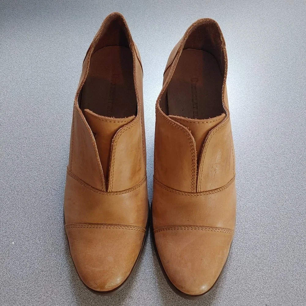 Chocolat Blu Stacked Heel Leather Ankle Booties - Picture 2 of 8